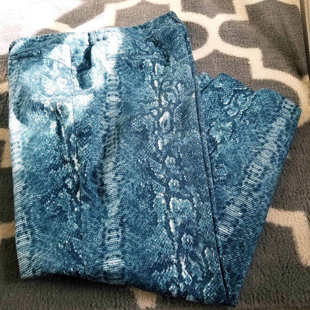 Blue Snake Print Pants by Larry Levine